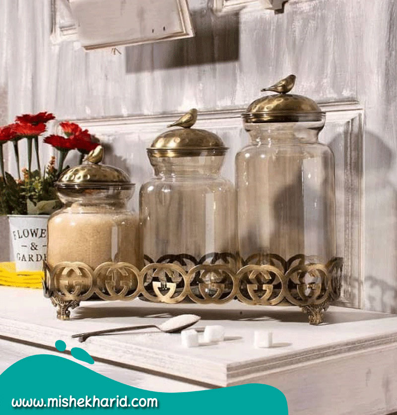 کندی شیشه ای با پایه فلزی مدل رولتی