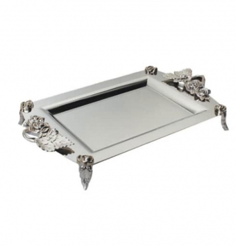 سینی استیل مستطیل دسته رز