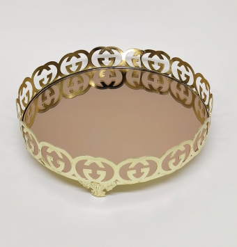 سینی طلایی گرد طرح گوچی