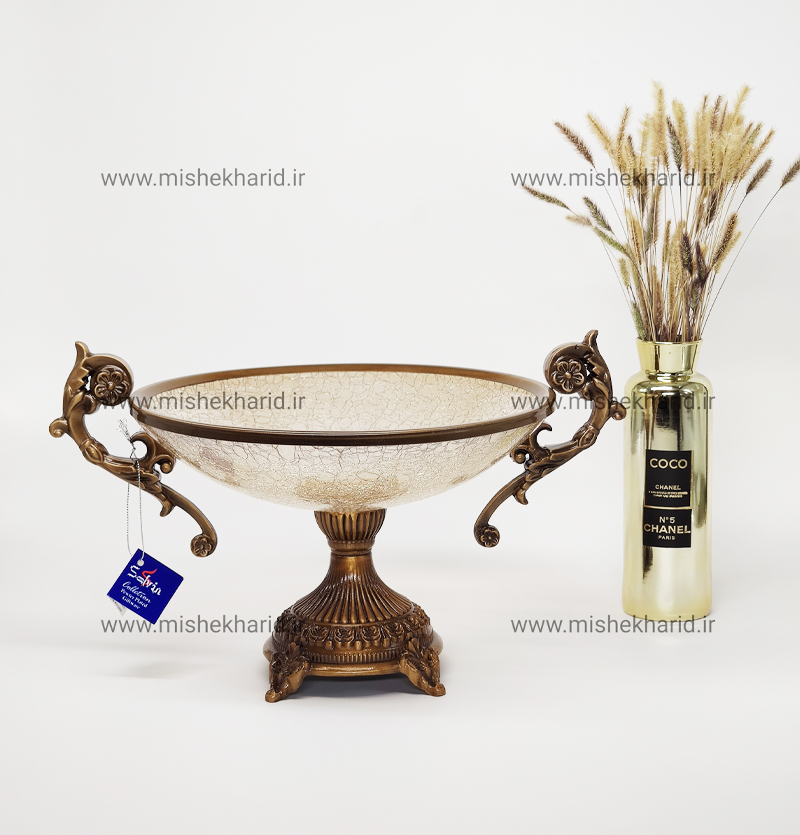 ظرف نیم گود سلوین مدل شیشه طرح ترکدار 20104