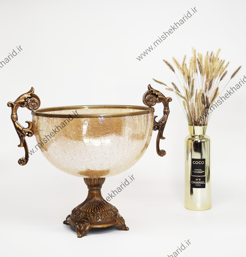 میوه خوری سلوین شیشه برنزی طرح ترکدار مدل 2-20111