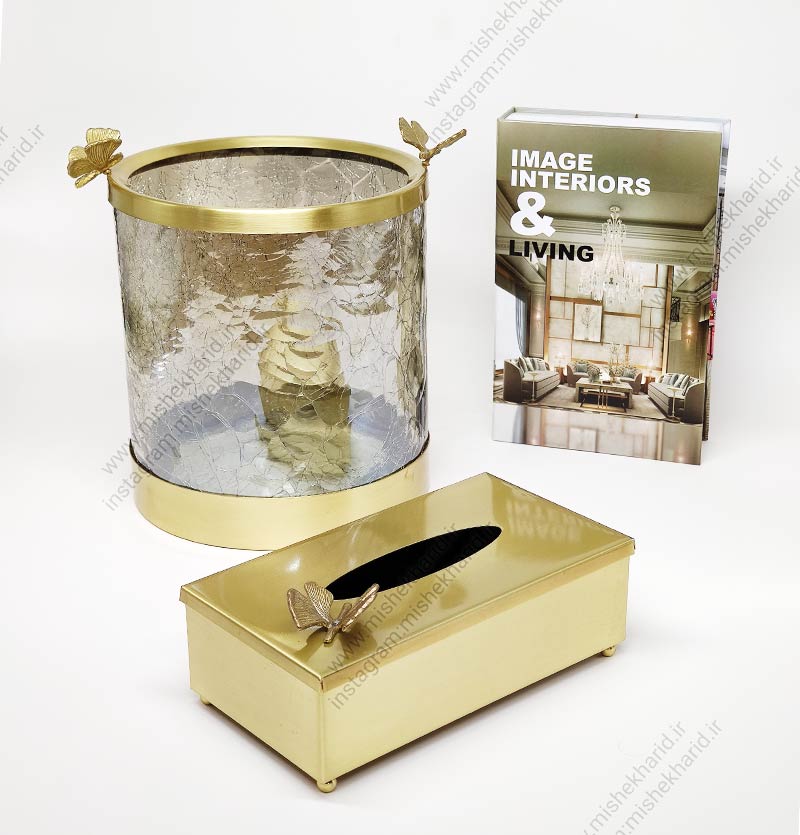 سطل و جا دستمال کاغذی سالی نو استوانه طرح ترک دار