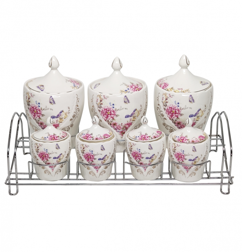 ست پاسماوری و جای ادویه 7 پارچه طرح دار کد G&H