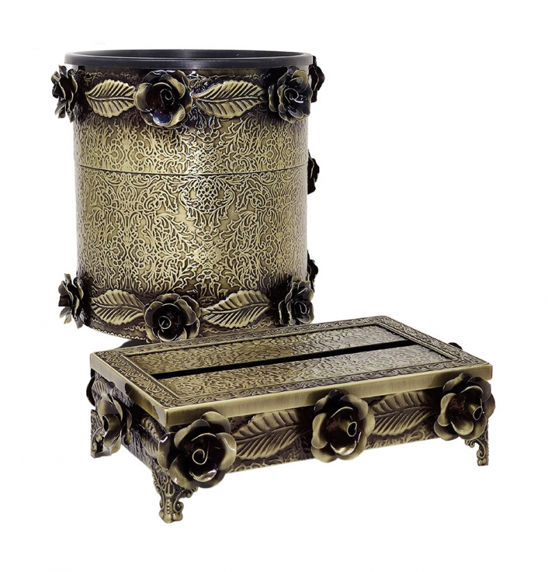 سطل و جا دستمال خاتم مدل گل کد 8773