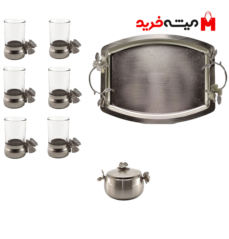 سرویس چایخوری 8پارچه مدل پروانه برند سالی نو
