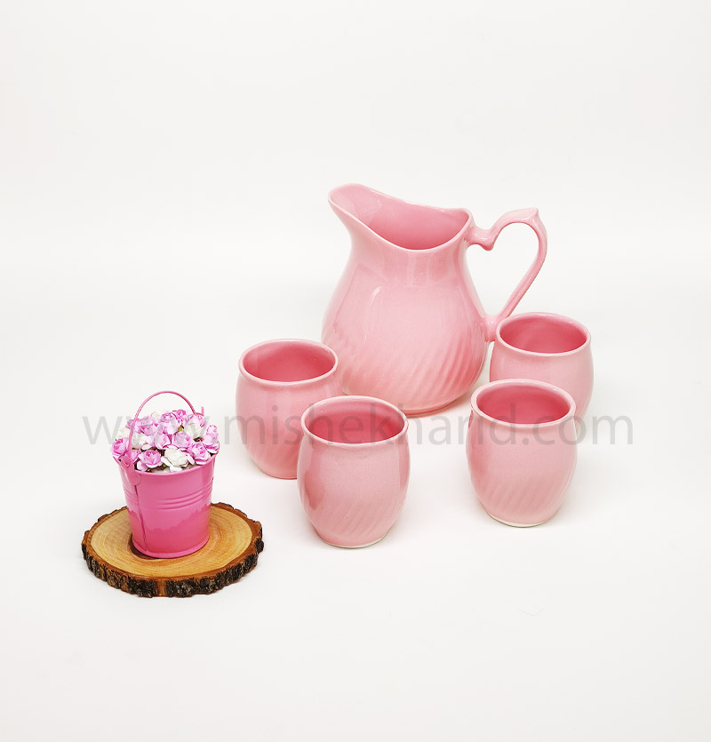 پارچ و لیوان سرامیکی رنگی 5 پارچه