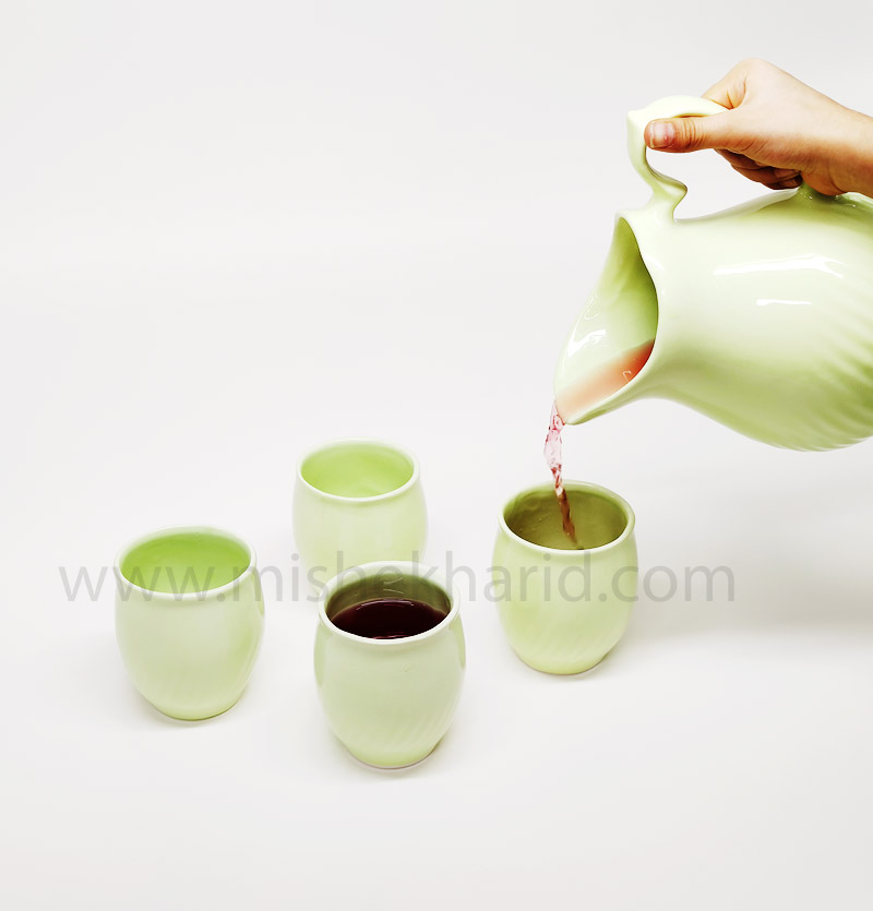 پارچ و لیوان سرامیکی رنگی 5 پارچه