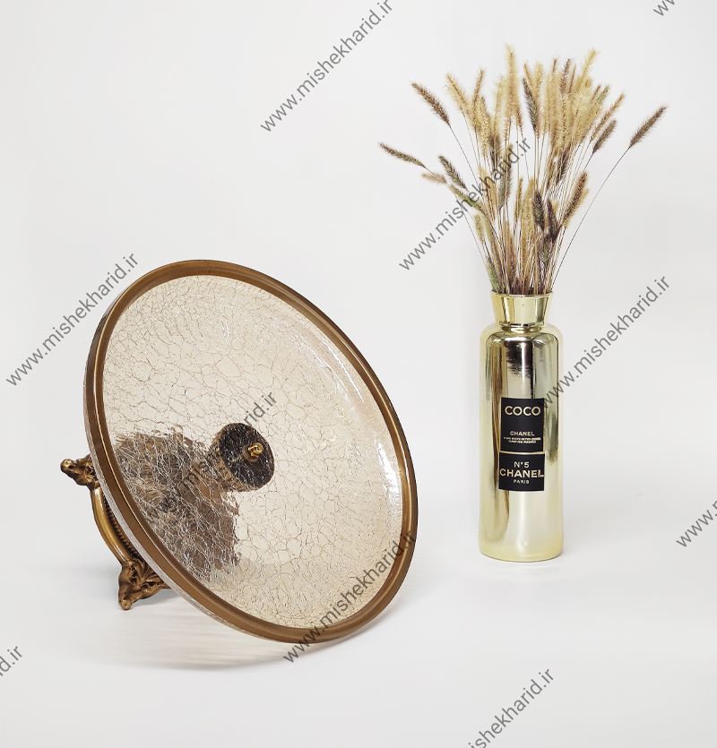 شیرینی خوری سلوین شیشه برنز طرح ترکدار مدل 20109