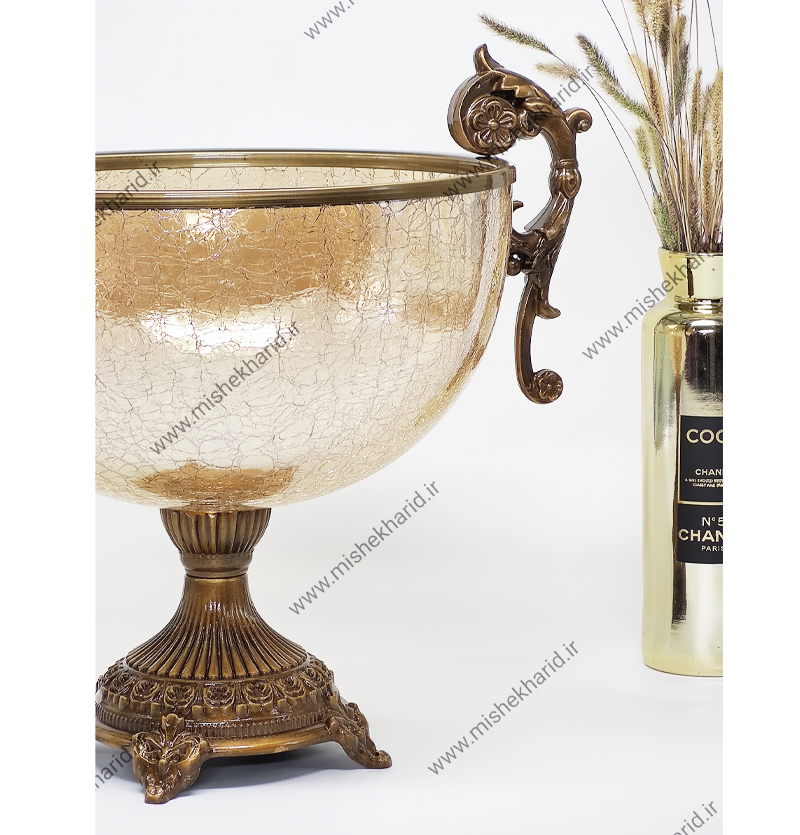 میوه خوری سلوین شیشه برنزی طرح ترکدار مدل 2-20111