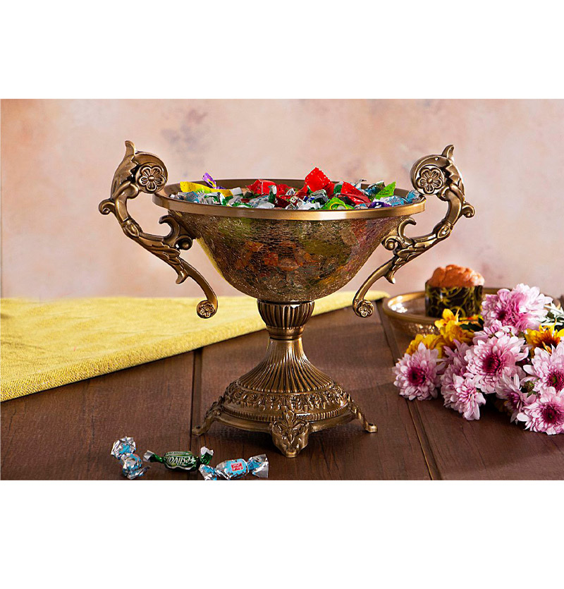 آجیل خوری سلوین شیشه برنز طرح ترک مدل 20103