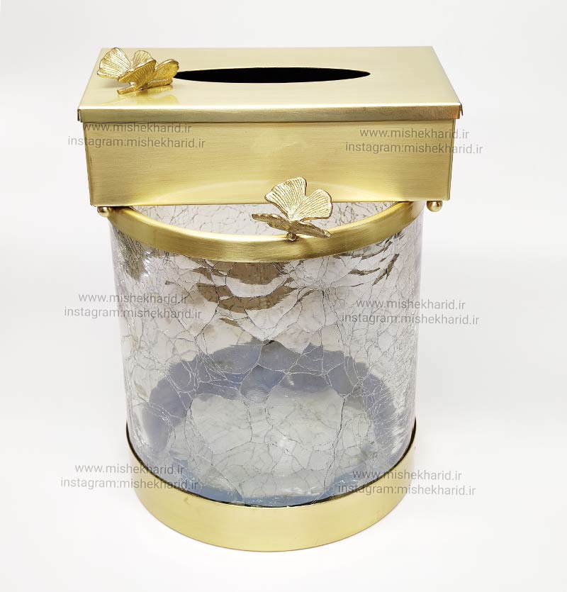 سطل و جا دستمال کاغذی سالی نو استوانه طرح ترک دار