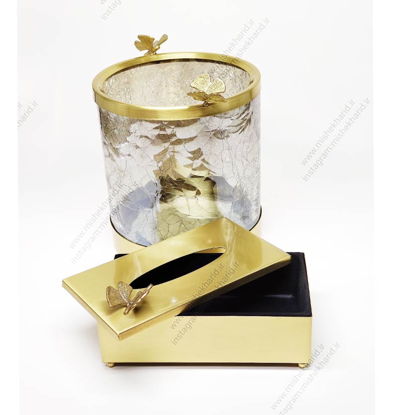 سطل و جا دستمال کاغذی سالی نو استوانه طرح ترک دار