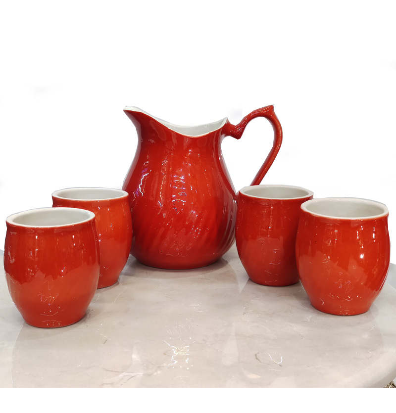 پارچ و لیوان رنگی مجموعه 5 عددی