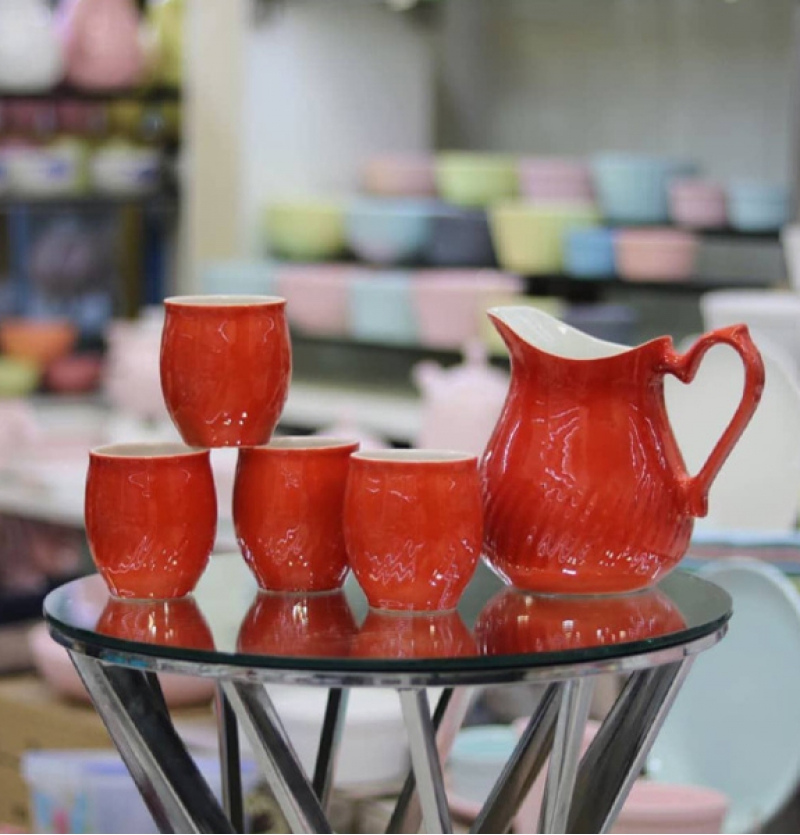 پارچ و لیوان رنگی مجموعه 5 عددی