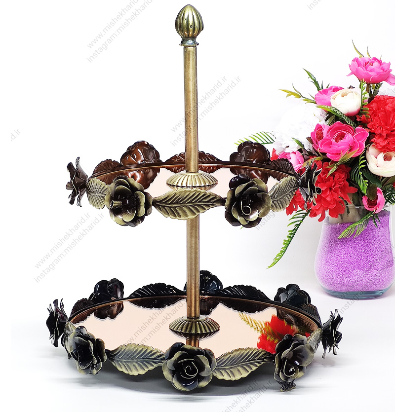 شیرینی دو طبقه خاتم مدل گل برگ