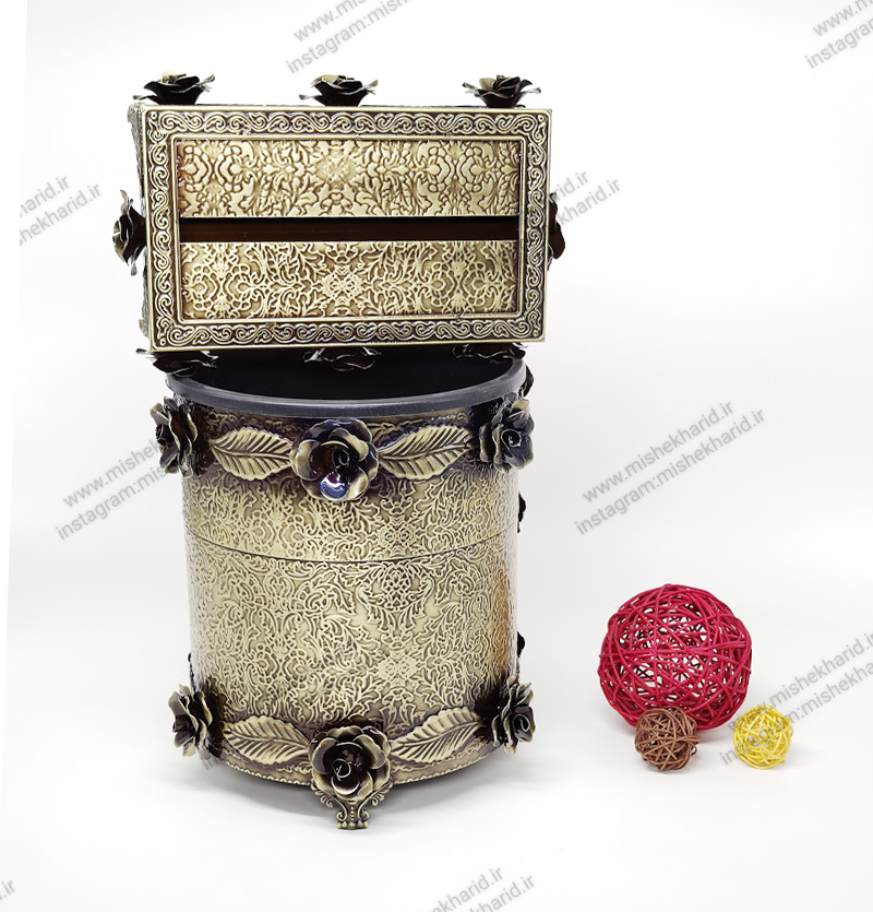 سطل و جا دستمال خاتم استوانه مدل گلبرگ