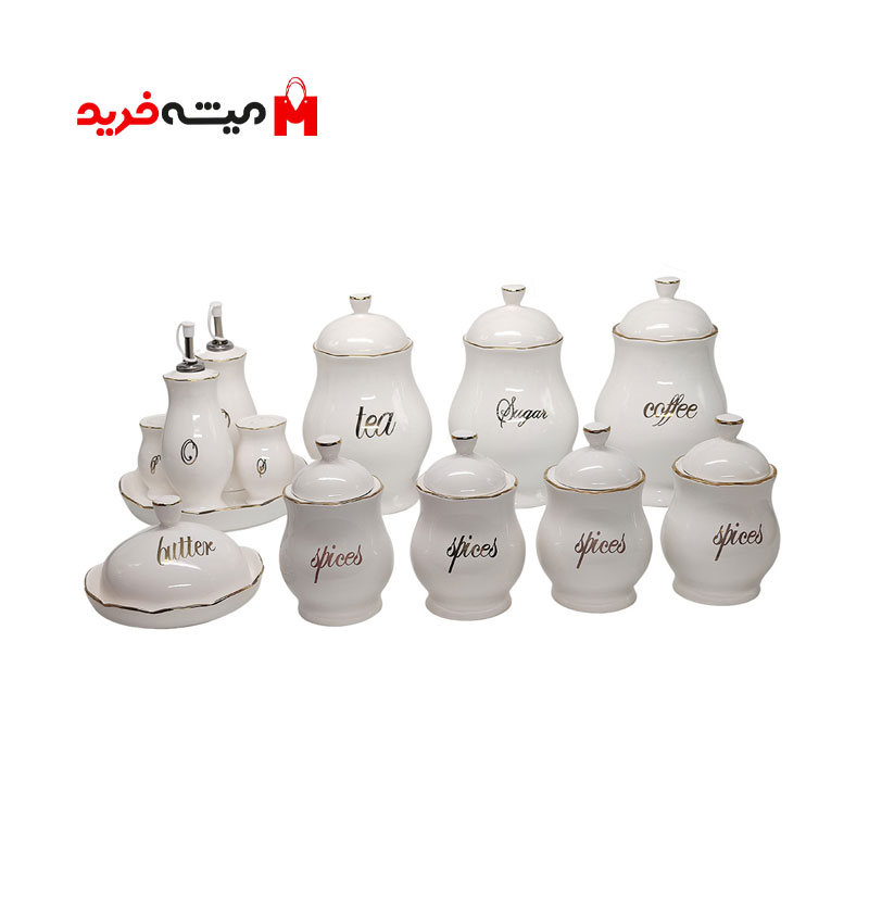 سرویس پاسماوری 21 پارچه سفید لب طلا