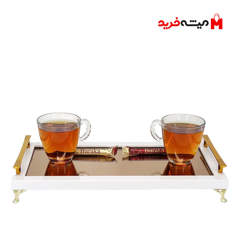 سینی پذیرایی کف آینه سفید