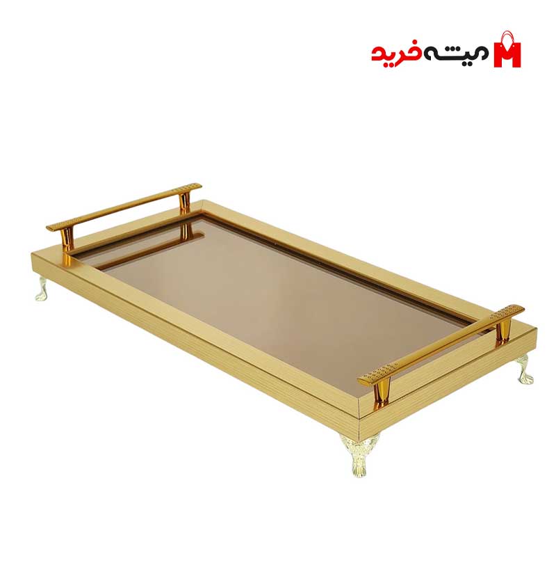 سینی آینه ای دکوراتیو طلایی