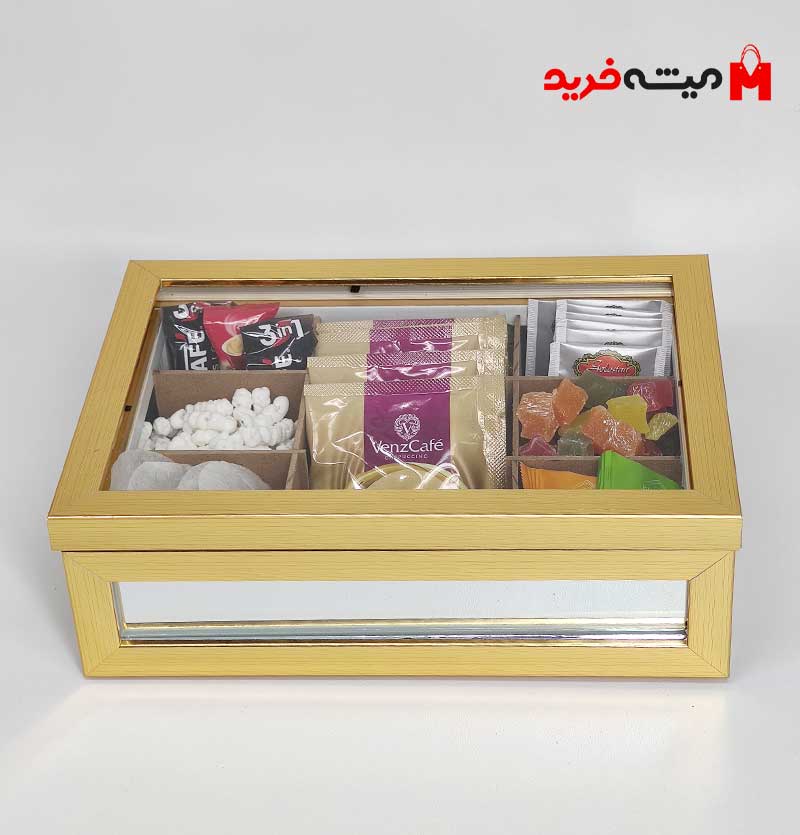 جعبه تی بگ طلایی پذیرایی رو میزی