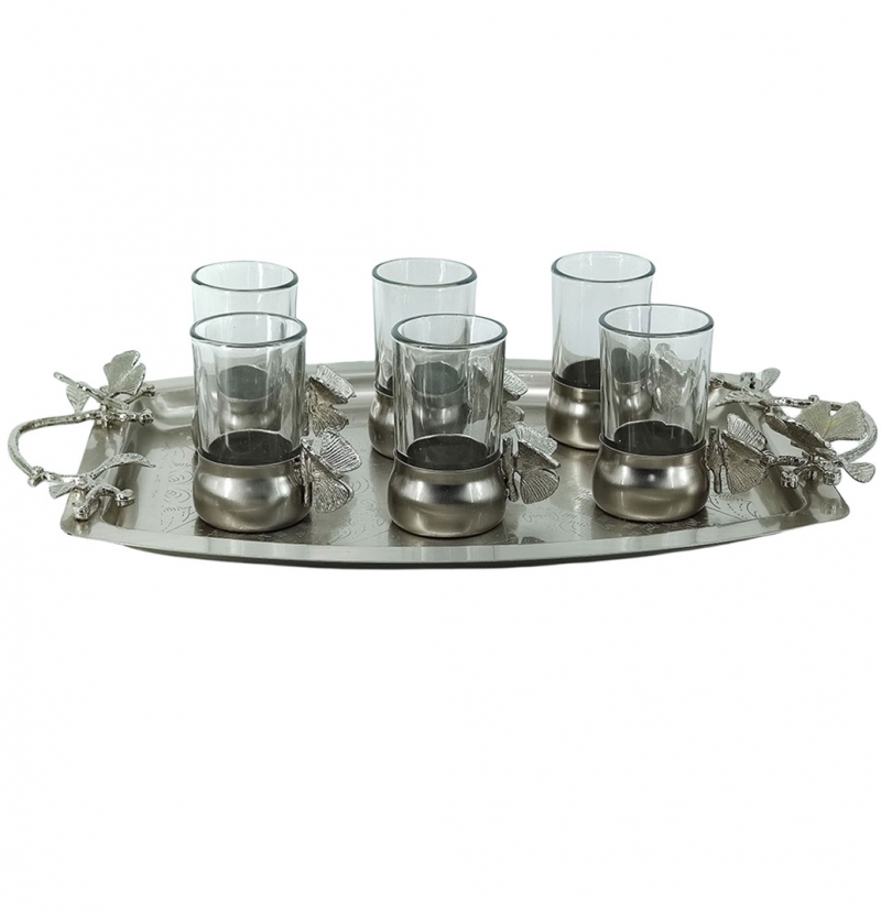 ست فنجان چایخوری 6نفره همراه سینی و قندان